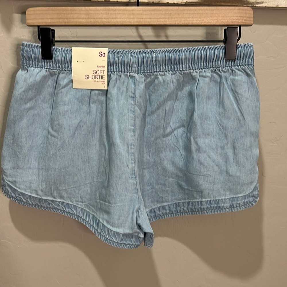 Jean Short Low Rise Soft Shortie Dolphin Light Blue Women So Kohl Elastic Summer - Picture 4 of 10